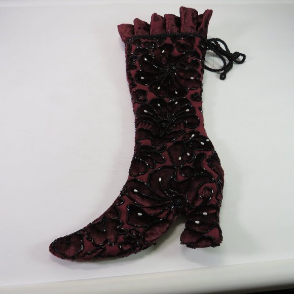 Beaded Tapestry Victorian high heel stocking (Satin lining) DOUBLE SIDED - Picture 2 of 10